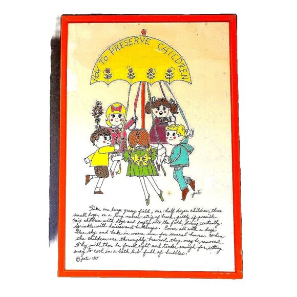 Soovia Janis - How To Preserve Children - by Pati Framed 12.5" x 18.5"  VTG 1967 - Picture 1 of 10